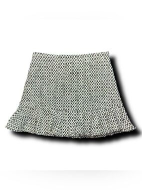 Sweet Rain Black & White Wool Blend Tweed Ruffle Hem Mini Skirt Preppy Vibes